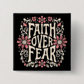 Geloof over angst groovy Christelijk Vierkante Button 5,1 Cm (Voorkant)