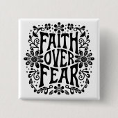 Geloof over angst groovy Christelijk Vierkante Button 5,1 Cm (Voorkant)