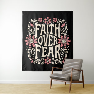 Geloof over angst groovy Christelijk Wandkleed