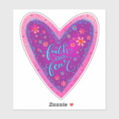 Geloof over angst  hart roze inspirativiteit sticker (Vel)