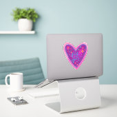 Geloof over angst  hart roze inspirativiteit sticker (Laptop op bureau)
