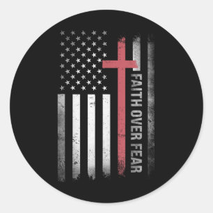 Geloof over angst kruist Christelijke Amerikaanse  Ronde Sticker