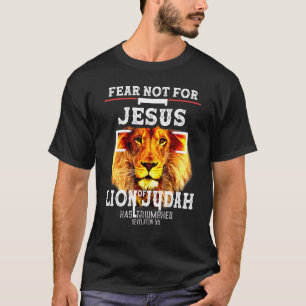 Geloof over angst Leeuw van Juda kruisen Jezus Chr T-shirt