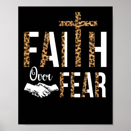 Geloof Over Angst Letters Christelijk Geloof Kruis Poster (Voorkant)