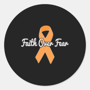Geloof over angst - Nierkanker Oranje lint Ronde Sticker