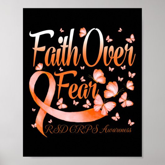 Geloof over angst RSD CRPS Bewustzijn Vlinder Poster (Voorkant)