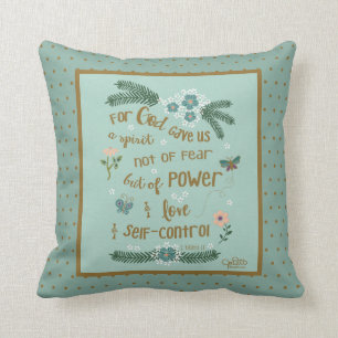 Geloof Over Angst Schrift 2 Timoteüs Mint Monogram Kussen