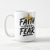 Geloof over Angst wit 15 Oz Koffie Mok (Links)