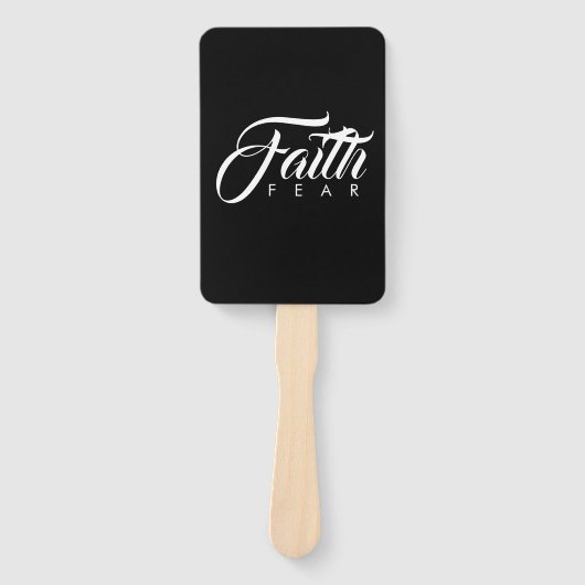 Geloof Over Angst Wit en Zwart Handwaaier (Voorkant)