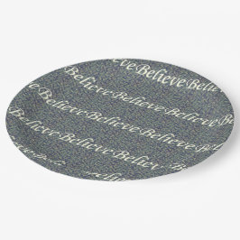 Geloof over panelen papieren bordje