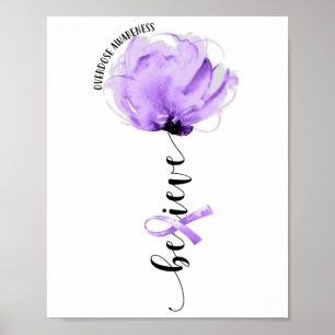 Geloof Overdosis Bewustzijn Paarse Lint Bloem Lo Poster