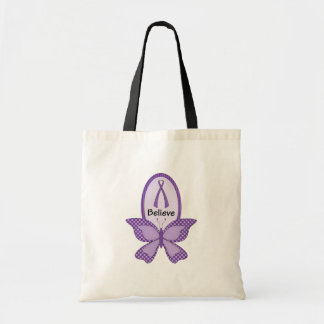 Geloof- Paarse bewustmakingslint Tote Bag