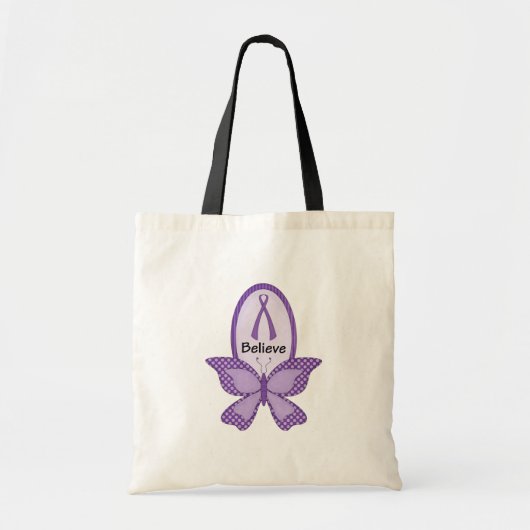 Geloof- Paarse bewustmakingslint Tote Bag (Voorkant)