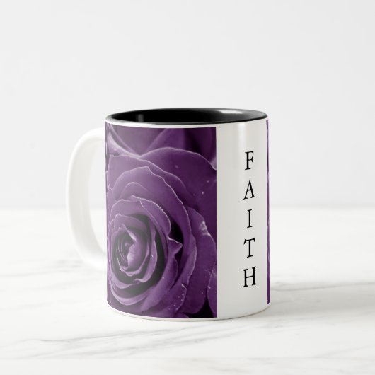 Geloof Paarse Rozen 11oz Twee-Tone Mok Zwart (Voorkant links)