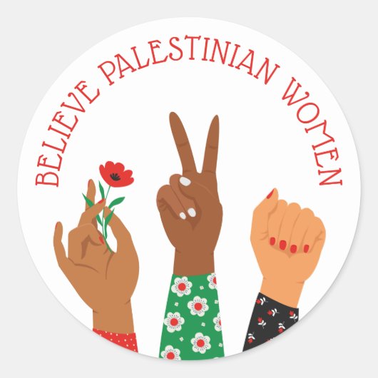 "Geloof Palestijnse vrouwen" Pro-Palestina Ronde Sticker (Voorkant)