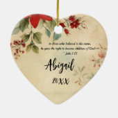 'Geloof'  Poinsettia Kerstbijbelvers Keramisch Ornament (Achterkant)