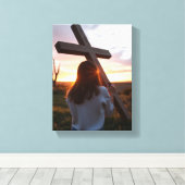 Geloof- Premium canvas met spijkerframe (glans) Afdruk (Insitu (Houten vloer))