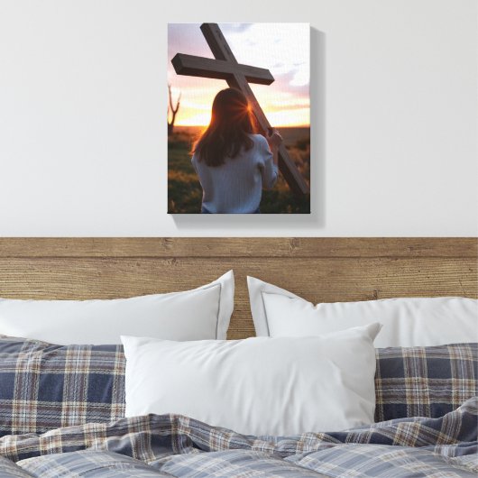 Geloof- Premium canvas met spijkerframe (glans) Afdruk (Insitu (Slaapkamer))