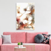 Geloof Quote en Kosmos Bloemen Canvas Afdruk (Insitu (Woonkamer))