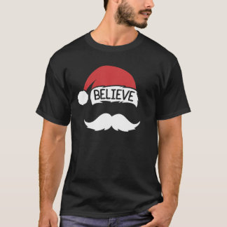 Geloof Red Santa Hat Mustache Family Kerstho T-shirt