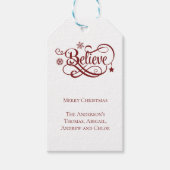 Geloof Red Snowflakes Stars kerstfeestdag Cadeaulabel (Voorkant)