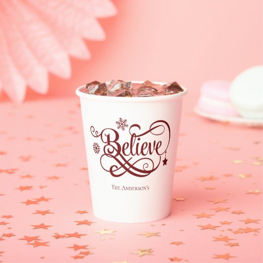 Geloof Red Snowflakes Stars kerstfeestdag Papieren Bekers (Insitu)