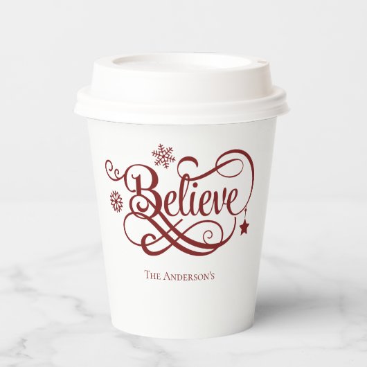 Geloof Red Snowflakes Stars kerstfeestdag Papieren Bekers (Voorkant)