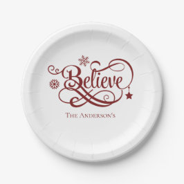 Geloof Red Snowflakes Stars kerstfeestdag Papieren Bordje