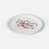 Geloof Red Snowflakes Stars kerstfeestdag Papieren Bordje (Gekanteld)