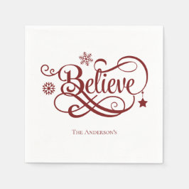 Geloof Red Snowflakes Stars kerstfeestdag Servet