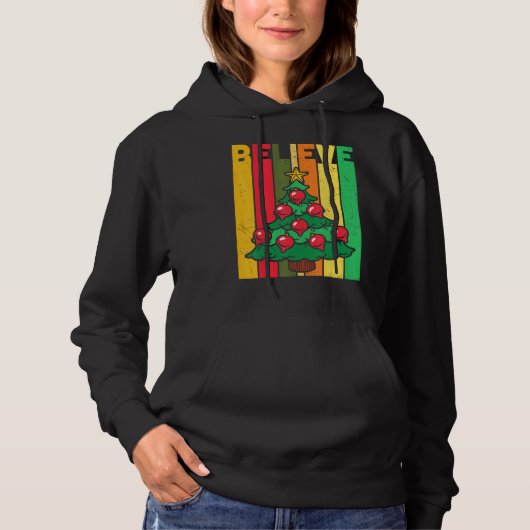 Geloof Retro kerstboom Hoodie (Voorkant)