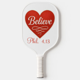 Geloof rode en witte hart pickleball paddle