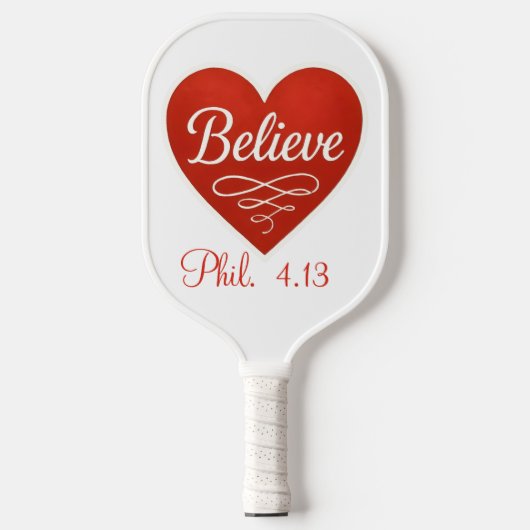 Geloof rode en witte hart pickleball paddle (Voorkant)
