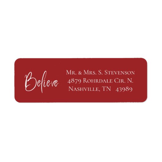 Geloof Rode Moderne Vakantie Etiket (Voorkant)