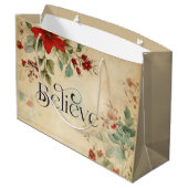 'Geloof'  rode poinsettia Bloemenkerst Groot Cadeauzakje (Achterkant Gekanteld)