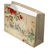 'Geloof'  rode poinsettia Bloemenkerst Groot Cadeauzakje (Voorkant Gekanteld)