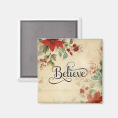 'Geloof'  rode poinsettia Bloemenkerst Magneet (Voorkant / Achterkant)