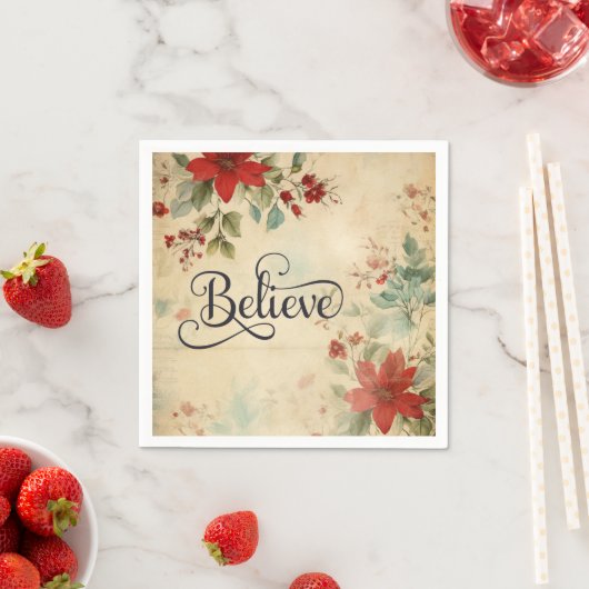 'Geloof' rode poinsettia Bloemenkerst Servet (Insitu)