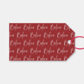 Geloof Rode Vakantie Cadeaulabel (Voorkant (Horizontaal))