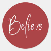 Geloof Rode Vakantie Kerstmis Ronde Sticker (Voorkant)