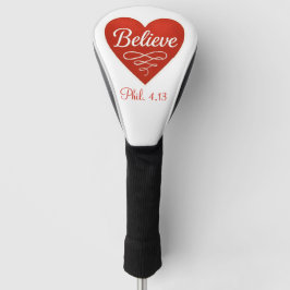 Geloof rood en wit hart golfheadcover