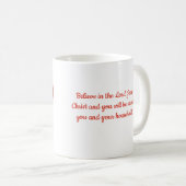 Geloof rood en wit hart koffiemok (Voorkant rechts)