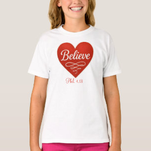 Geloof rood en wit hart t-shirt