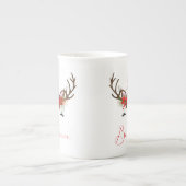 Geloof Rood en Wit Poinsettia Reindeer Unicorn Porselein Kop (Voorkant)