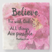 Geloof Roos Square Marble Stone Onderzetter Script (Voorkant)