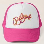 Geloof roze en geel gestileerd grafisch pet (Voorkant)