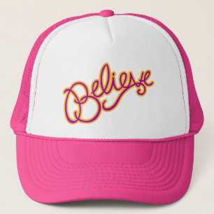 Geloof roze en gele gestileerde grafische hoed trucker pet