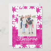 Geloof Roze Glitter Sterren Kerstfoto Feestdagenkaart (Voorkant)