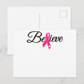 Geloof roze lint borstkankerbewustzijn uitnodiging briefkaart (Voorkant / Achterkant)