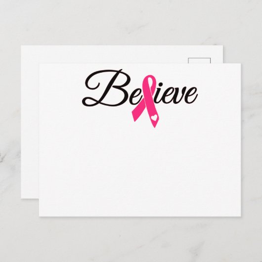 Geloof roze lint borstkankerbewustzijn uitnodiging briefkaart (Voorkant / Achterkant)